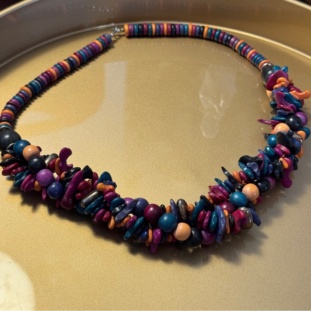 Vintage Chunky Confetti Rainbow Boho Necklace